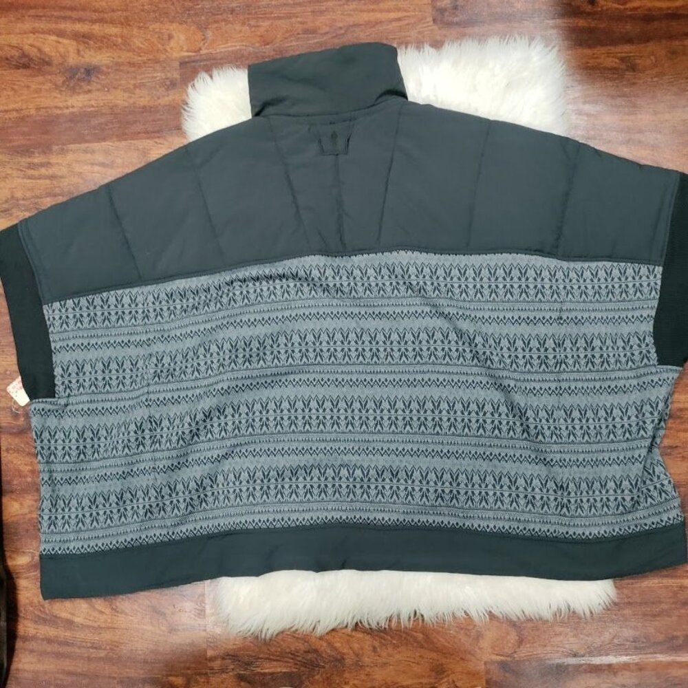 NWT Free People Womens L Movement Heritage Oversized Pullover Poncho Black/Grey - Picture 3 of 10
